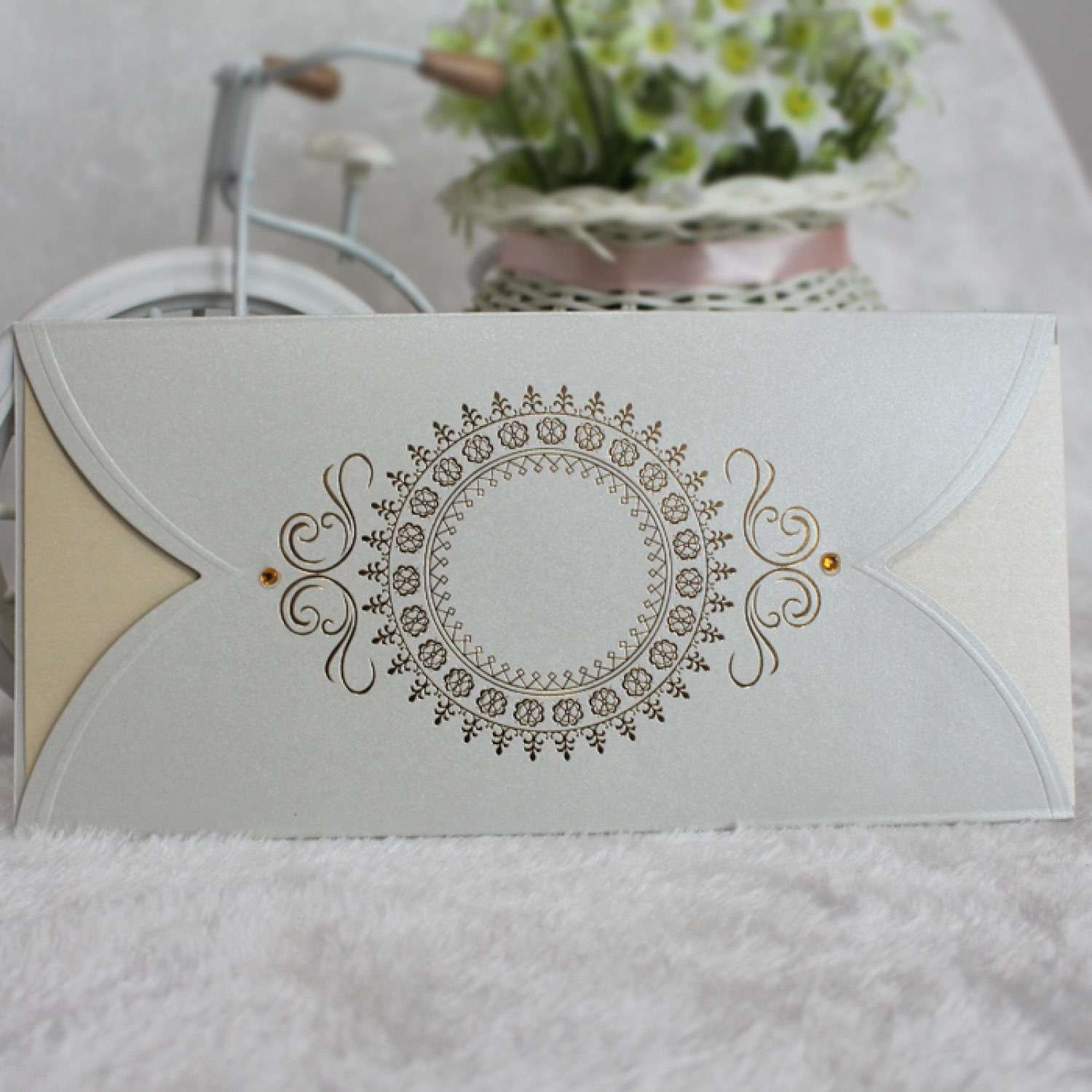 Pocket Invitation Card Foil Printing Holiday Greeting Card Customized 